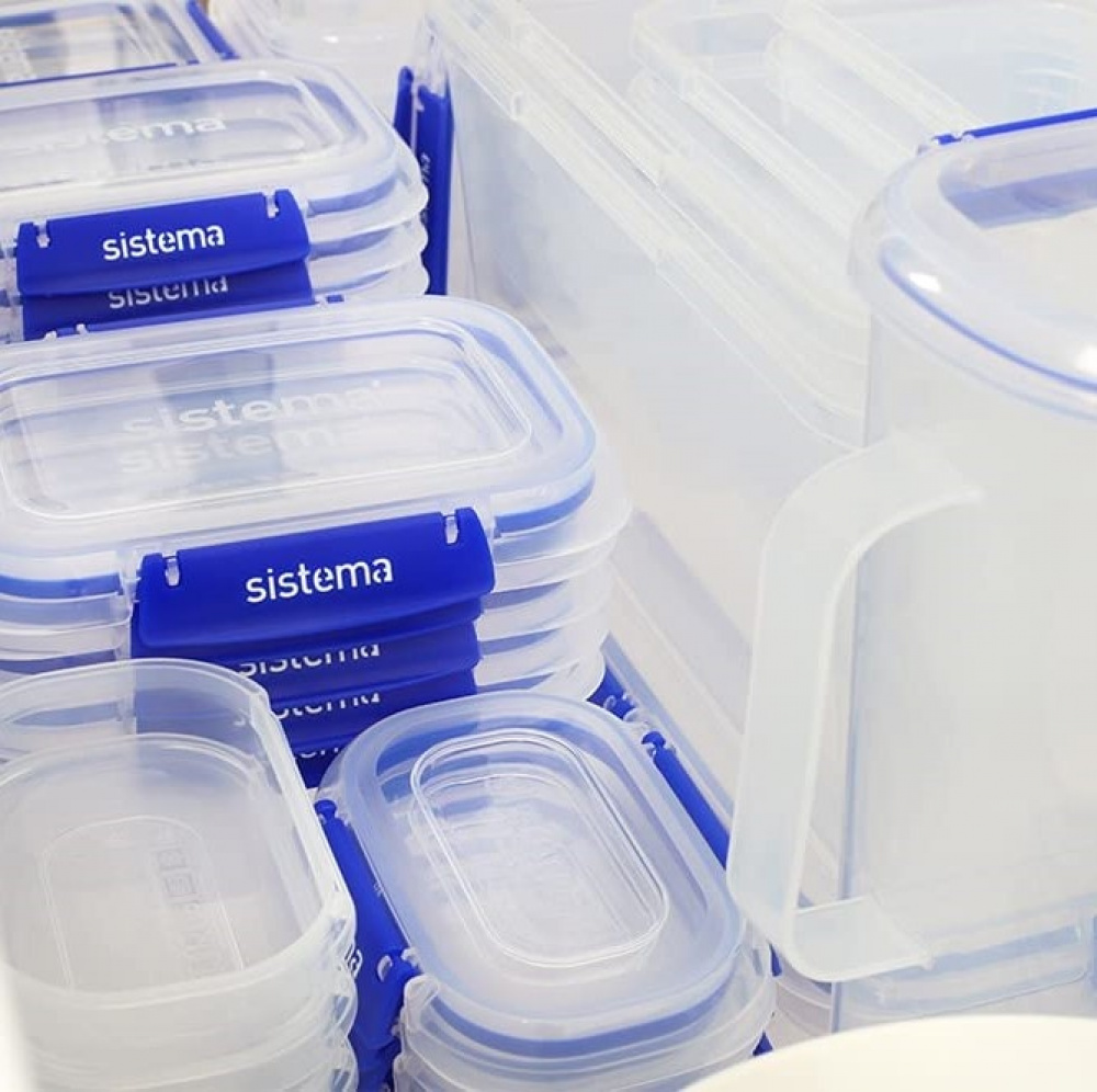 Burk, Stor, 3,35L , KLIP IT PLUS RECTANGLE, 25,5 x 17,5 x H 12 cm, Klar / Blå i gruppen Förvaring / Köksförvaring / Förvaringslådor och burkar / Sistema hos SmartaSaker.se (40334)