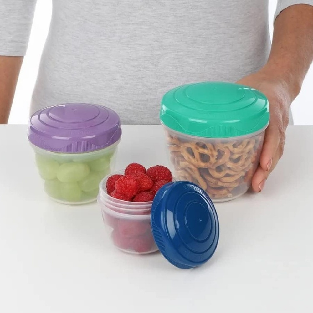 Burkar för mellanmål, 3 st, SISTEMA SNACK AND NEST, Lila / Mint / Blå i gruppen Förvaring / Köksförvaring / Matlådor / Matlådor i plast hos SmartaSaker.se (40335)