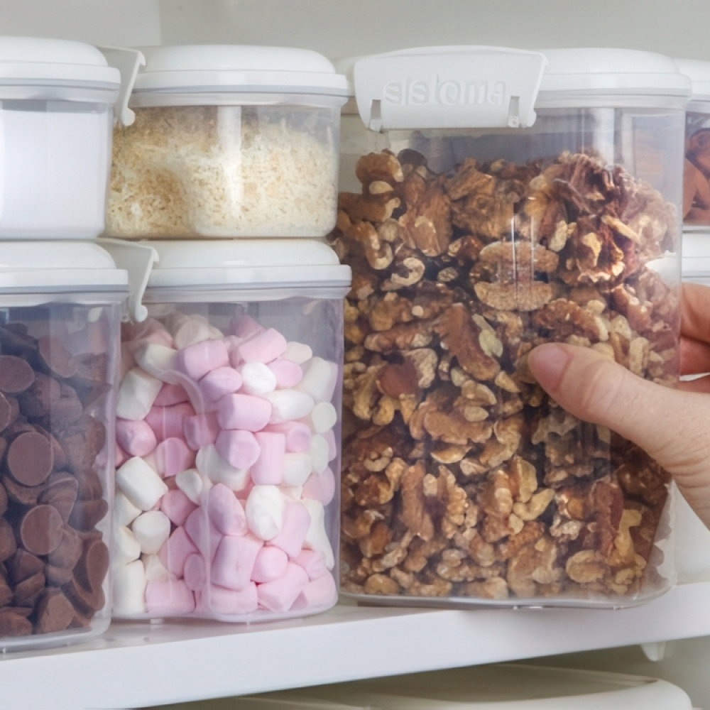 Burkar för strössel, strösocker mm, 3 st, SISTEMA BAKE IT STACK & POUR, Klar / Vit i gruppen Förvaring / Köksförvaring / Förvaringsburkar hos SmartaSaker.se (40338)