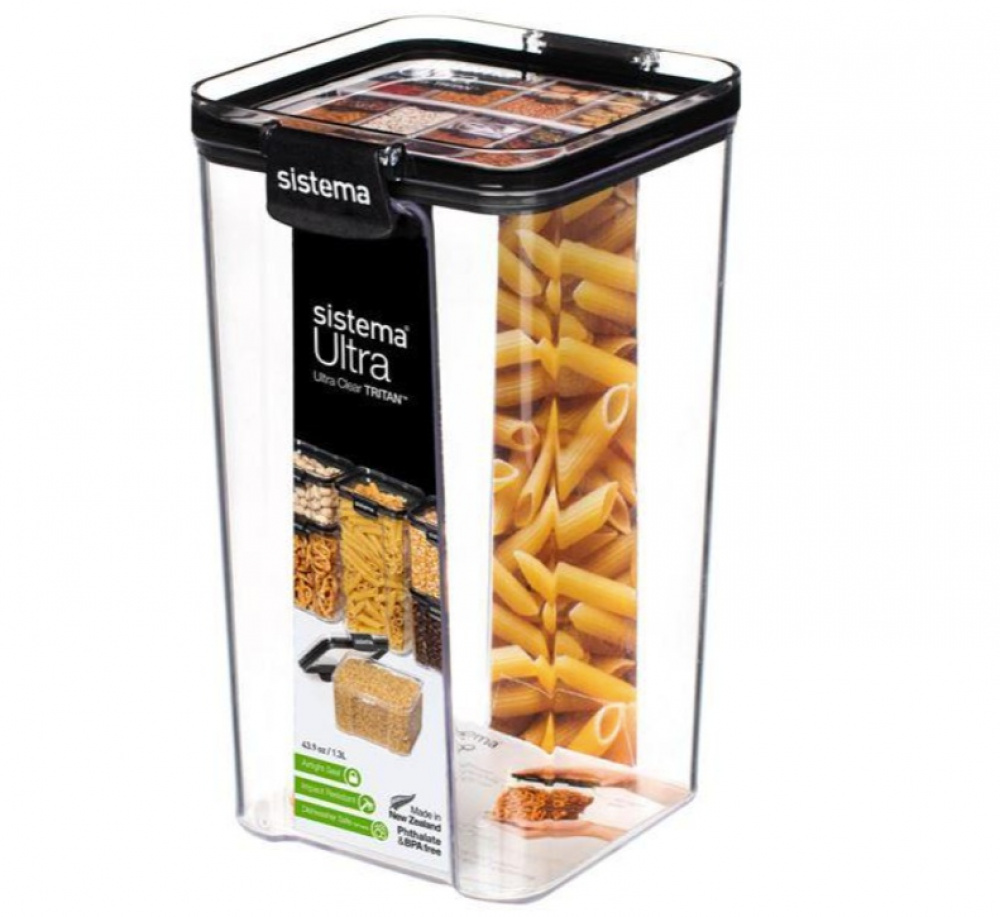 Burkar för torrförvaring, 3-pack, SISTEMA TRITAN ULTRA SPECIAL, Klar / Svart i gruppen Förvaring / Köksförvaring / Förvaringslådor och burkar / Sistema hos SmartaSaker.se (40339)
