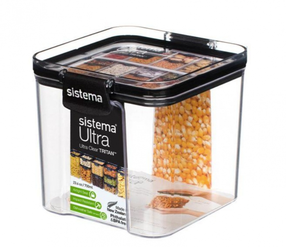 Burkar för torrförvaring, 3-pack, SISTEMA TRITAN ULTRA SPECIAL, Klar / Svart i gruppen Förvaring / Köksförvaring / Förvaringslådor och burkar / Sistema hos SmartaSaker.se (40339)