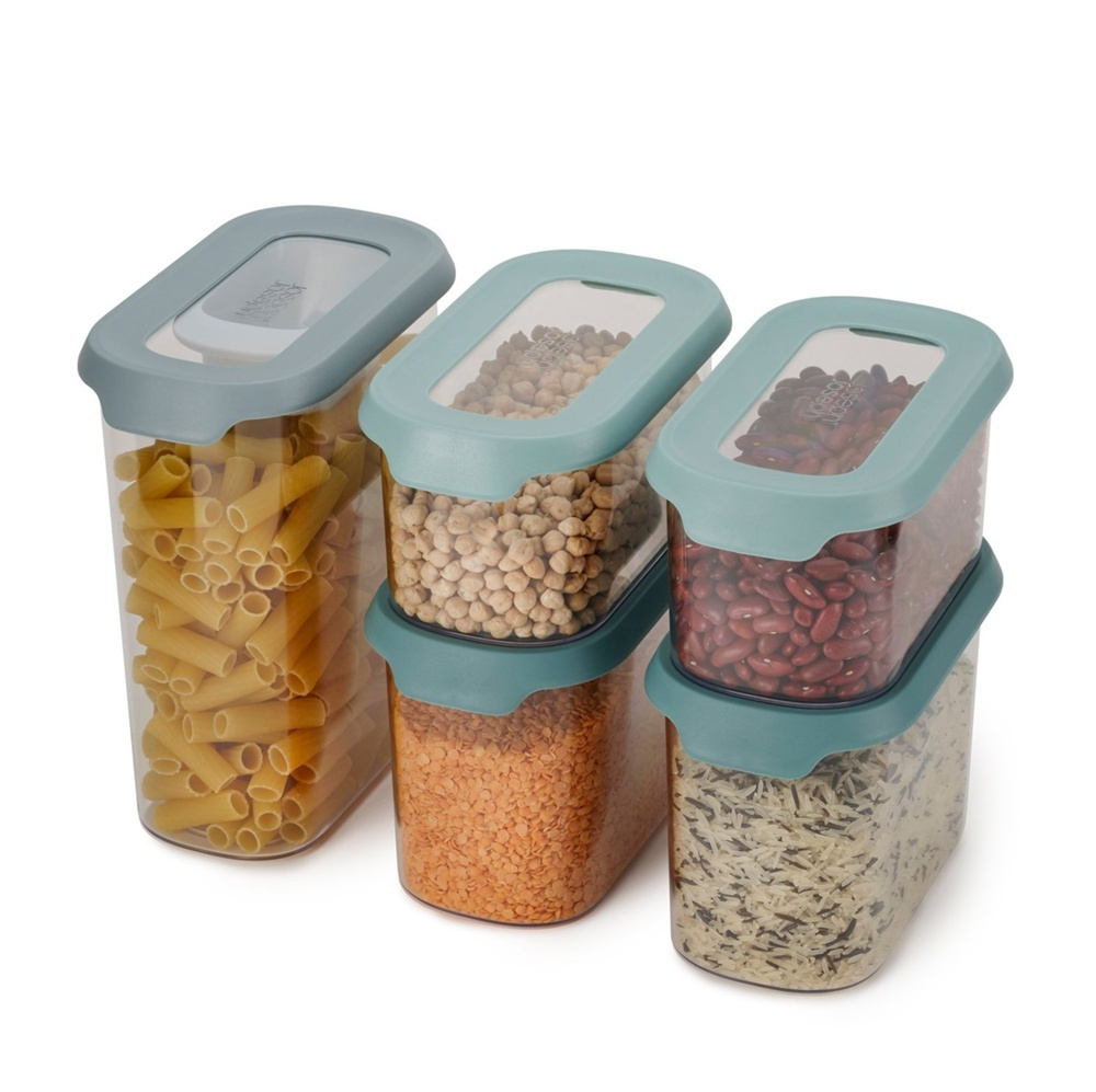 Burkar för torrförvaring, 5 st, CUPBOARD-STORE CONTAINER SET, Joseph Joseph, Klar / Blå i gruppen Förvaring / Köksförvaring / Förvaringslådor och burkar hos SmartaSaker.se (40340)