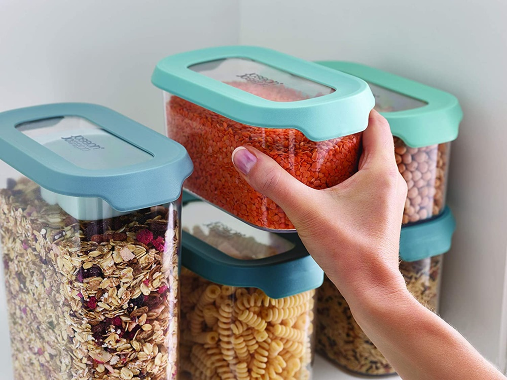 Burkar för torrförvaring, 5 st, CUPBOARD-STORE CONTAINER SET, Joseph Joseph, Klar / Blå i gruppen Förvaring / Köksförvaring / Förvaringslådor och burkar hos SmartaSaker.se (40340)