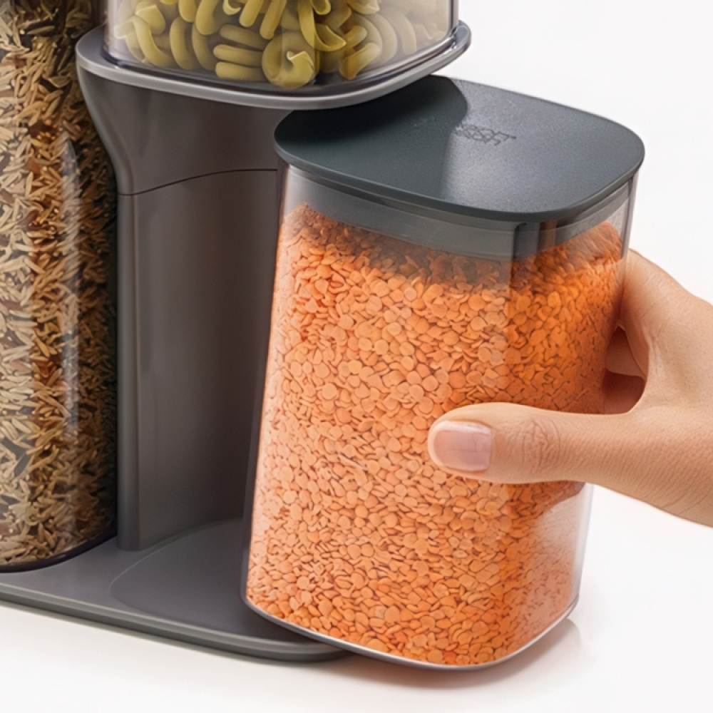 Burkar i smart ställ, 3 st, PODIUM EASY-ACCESS, Joseph Joseph, Klar / Grå i gruppen Förvaring / Köksförvaring / Förvaringsburkar hos SmartaSaker.se (40342)