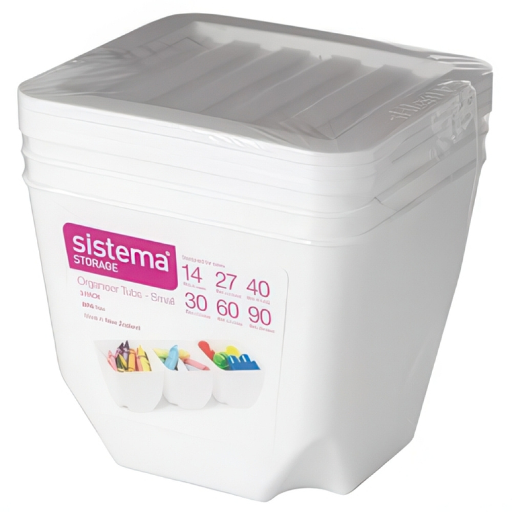 Burkar med Lock, Set med 3, SISTEMA SMALL ORGANISER TUB, 14 x 14 x H 11 cm, Vit i gruppen Förvaring / Köksförvaring / Förvaringsburkar hos SmartaSaker.se (40345)