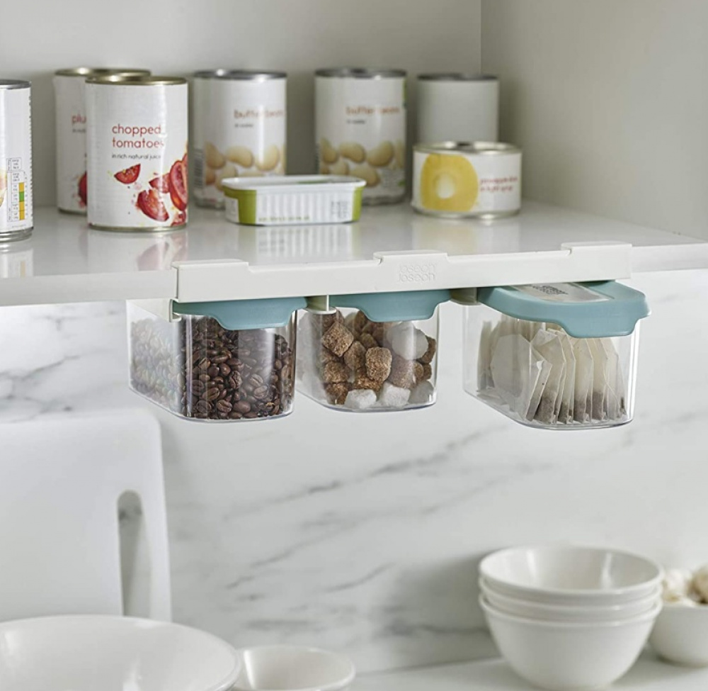 Burkar Under-Hylla Förvaring, 3 burkar, CUPBOARD-STORE, Small, Joseph Joseph, Klar / Blå i gruppen Förvaring / Köksförvaring / Organisera köksskåp / Under hyllan-förvaring hos SmartaSaker.se (40346)