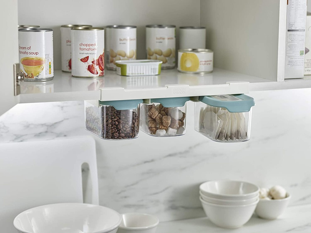 Burkar Under-Hylla Förvaring, 3 burkar, CUPBOARD-STORE, Small, Joseph Joseph, Klar / Blå i gruppen Förvaring / Köksförvaring / Organisera köksskåp / Under hyllan-förvaring hos SmartaSaker.se (40346)