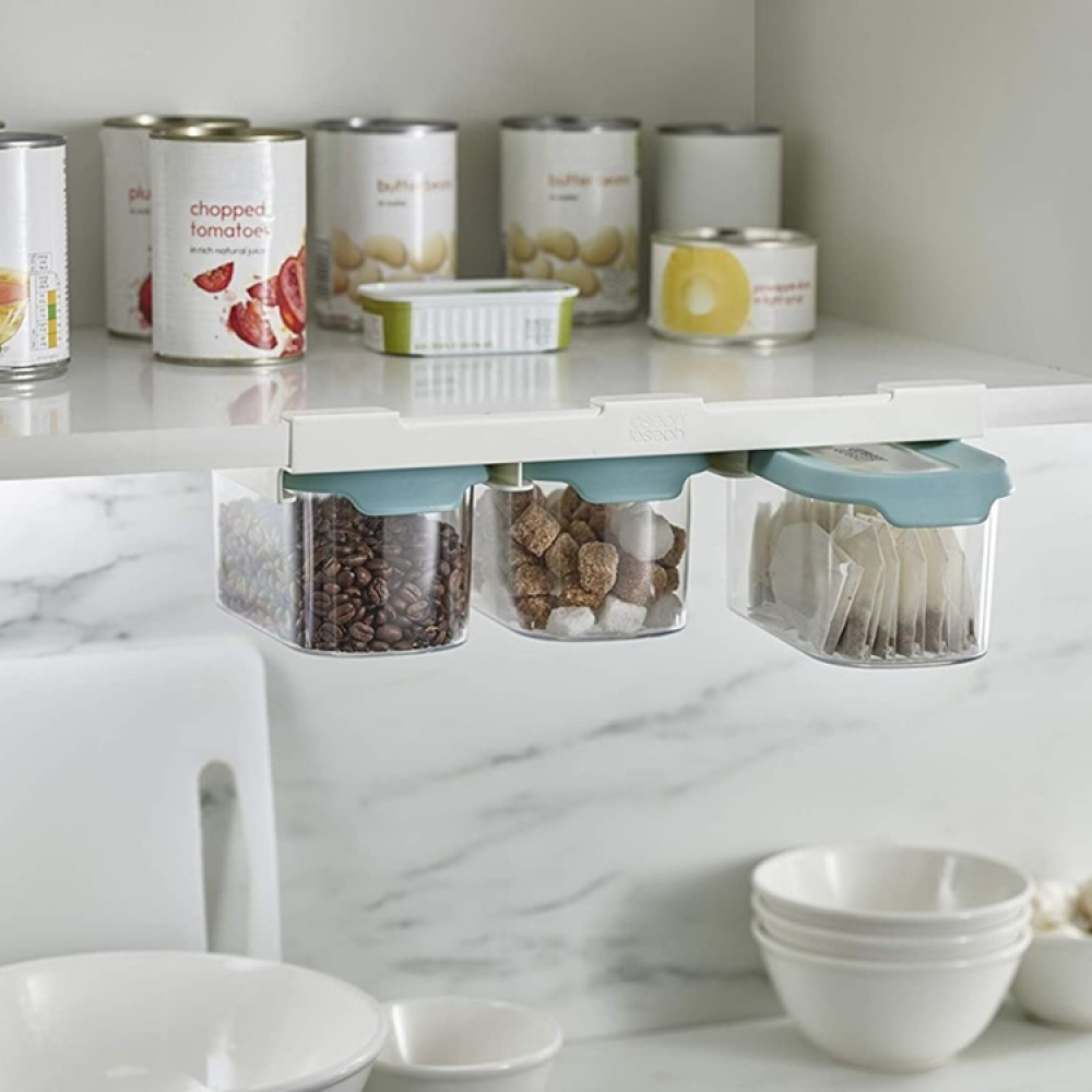Burkar Under-Hylla Förvaring, 3 burkar, CUPBOARD-STORE, Small, Joseph Joseph, Klar / Blå i gruppen Förvaring / Köksförvaring / Organisera köksskåp / Under hyllan-förvaring hos SmartaSaker.se (40346)