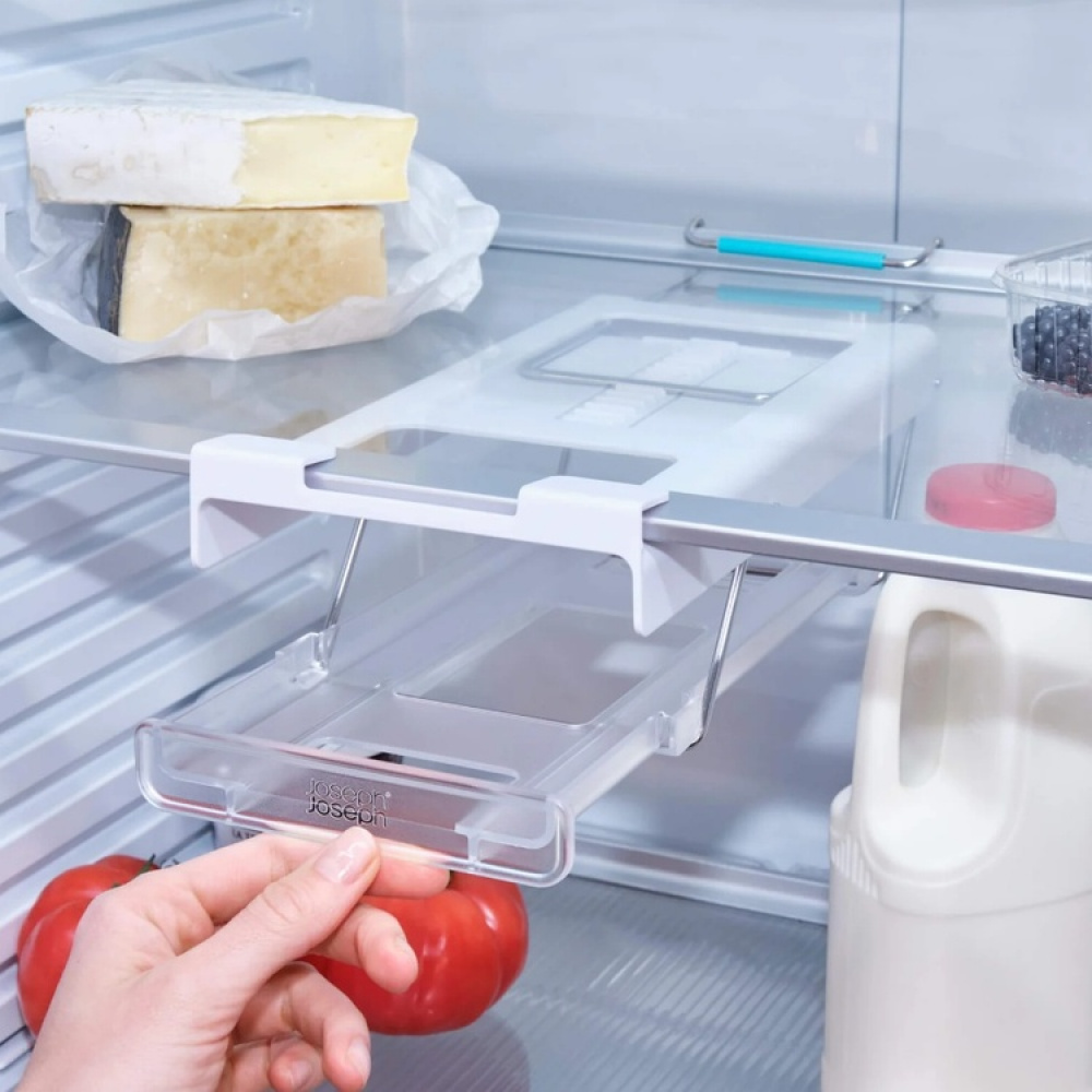 Burkförvaring i kylen, JOSEPH JOSEPH UNDER SHELF CAN DIPENSER, Transparent / vit i gruppen Förvaring / Köksförvaring / Kylskåpsförvaring hos SmartaSaker.se (40355)