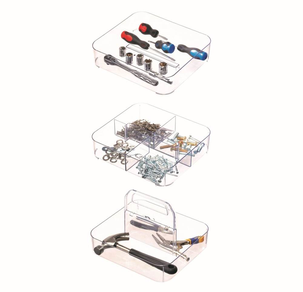Bärbar förvaring, STACKING TOOL BOX, 28,6 x 25,4 x H 18,1 cm, Transparent i gruppen Förvaring / Förvaringslådor hos SmartaSaker.se (40359)