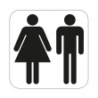 Dekal, Självhäftande, WC symbol, MAN / KVINNA, 8 x 8 cm, Vit / Svart Dekal, Självhäftande, WC symbol, MAN / KVINNA, 8 x 8 cm, Vit / Svart
