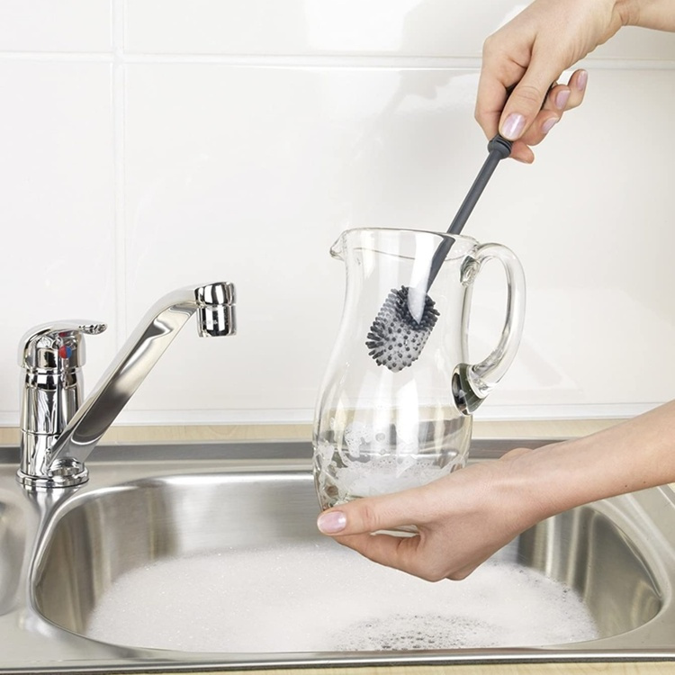 Diskborste med litet huvud, Silikon, SPÜLBÜRSTE, Ø 3,5 x 25 cm, Grå i gruppen Förvaring / Städförvaring och sopsortering / Städtrasor och borstar hos SmartaSaker.se (40389)