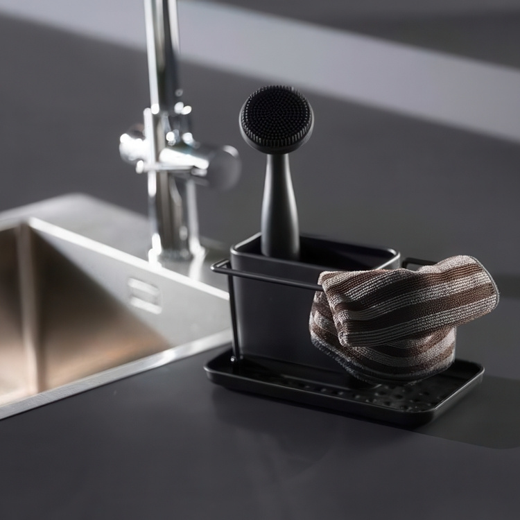 Diskbänksförvaring i metall, ORIO BLACK, 21 x 12 x H 10,5 cm, Svart i gruppen Förvaring / Köksförvaring / Diskställ och diskbänk hos SmartaSaker.se (40393)