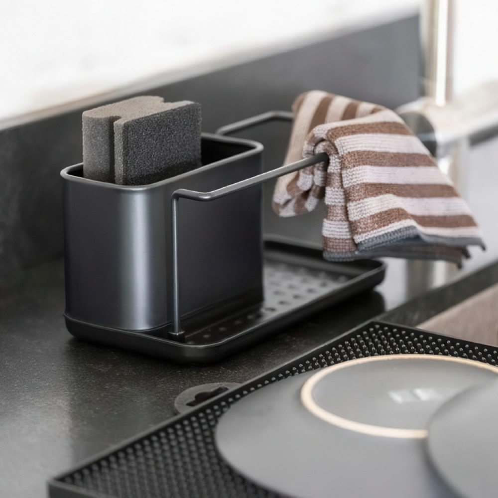 Diskbänksförvaring i metall, ORIO BLACK, 21 x 12 x H 10,5 cm, Svart i gruppen Förvaring / Köksförvaring / Diskställ och diskbänk hos SmartaSaker.se (40393)