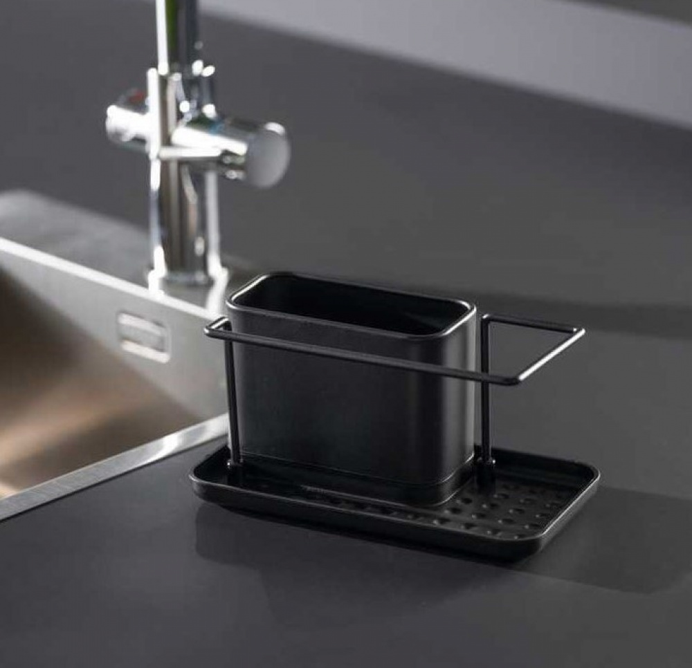 Diskbänksförvaring i metall, ORIO BLACK, 21 x 12 x H 10,5 cm, Svart i gruppen Förvaring / Köksförvaring / Diskställ och diskbänk hos SmartaSaker.se (40393)