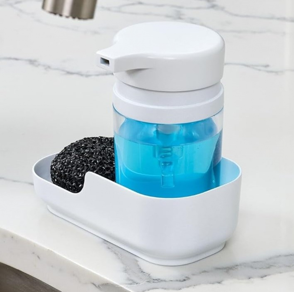 Diskbänksförvaring med Diskmedelspump, ID RPET SOAP PUMP AND TRAY, Vit / klar i gruppen Förvaring / Köksförvaring / Diskställ och diskbänk hos SmartaSaker.se (40397)