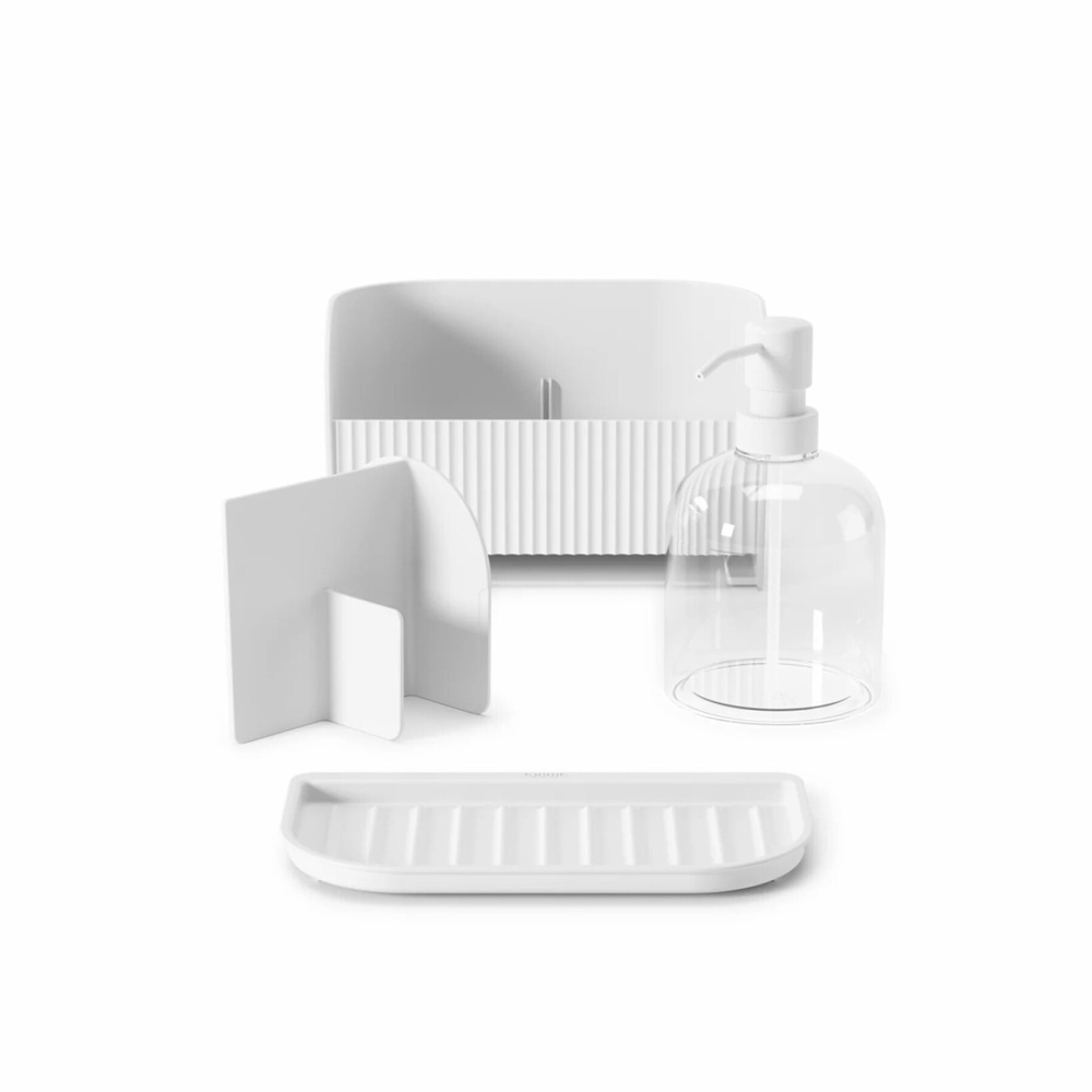Diskbänksförvaring med diskmedelspump, UMBRA SLING SINK CADDY, 17 x 21 x H 18 cm, Vit i gruppen Förvaring / Köksförvaring / Diskställ och diskbänk hos SmartaSaker.se (40399)