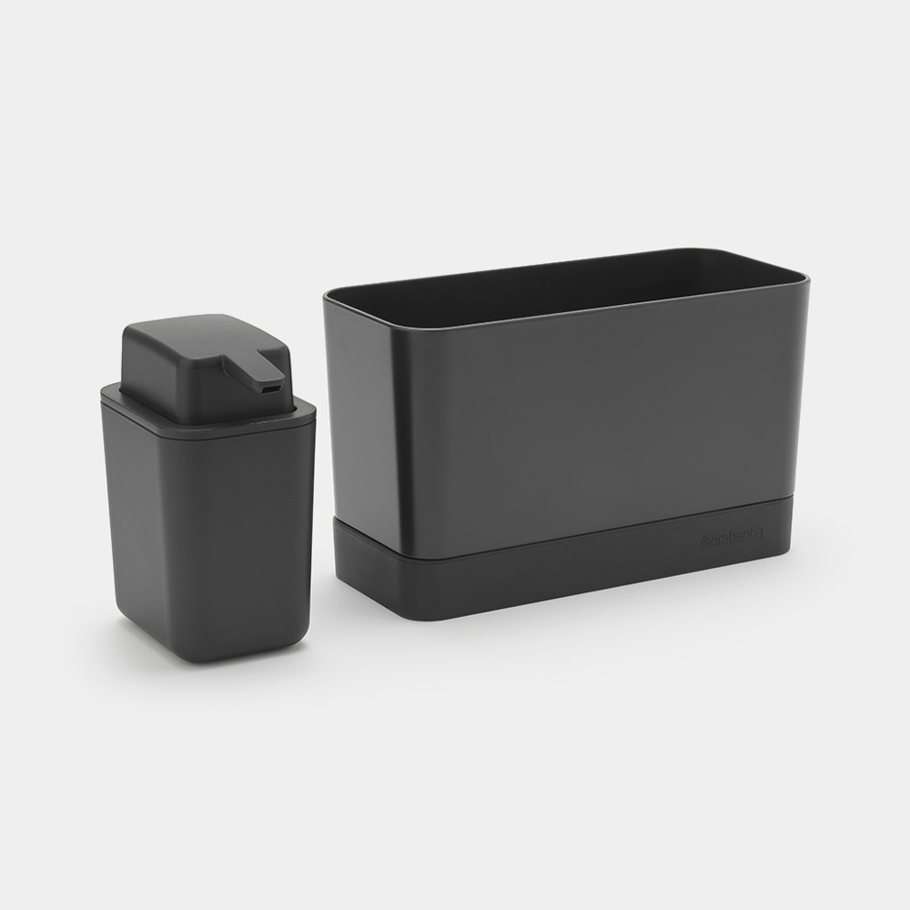 Diskbänksförvaring med Tvåldispenser, SINK ORGANISER SET, 8,5 x 19 x H 11,5 cm, Brabantia, Mörkgrå i gruppen Förvaring / Köksförvaring / Diskställ och diskbänk hos SmartaSaker.se (40401)