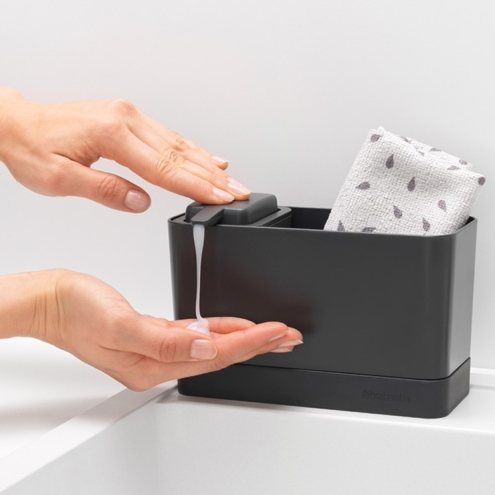 Diskbänksförvaring med Tvåldispenser, SINK ORGANISER SET, 8,5 x 19 x H 11,5 cm, Brabantia, Mörkgrå i gruppen Förvaring / Köksförvaring / Diskställ och diskbänk hos SmartaSaker.se (40401)