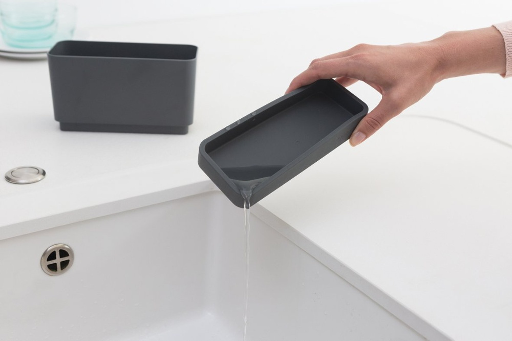 Diskbänksförvaring med Tvåldispenser, SINK ORGANISER SET, 8,5 x 19 x H 11,5 cm, Brabantia, Mörkgrå i gruppen Förvaring / Köksförvaring / Diskställ och diskbänk hos SmartaSaker.se (40401)