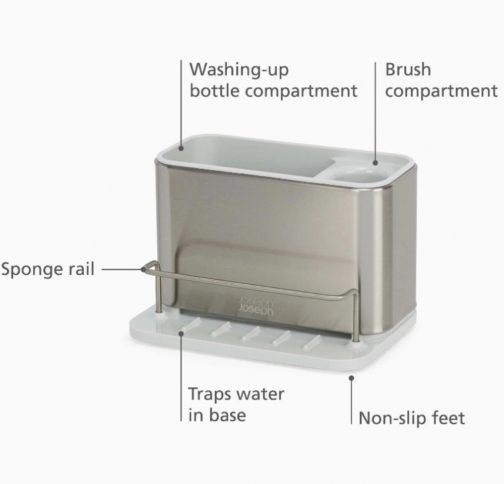 Diskbänksförvaring, SURFACES STAINLESS STEEL SINK CADDY, Joseph Joseph, Silver / Ljusgrå i gruppen Förvaring / Köksförvaring / Diskställ och diskbänk hos SmartaSaker.se (40411)