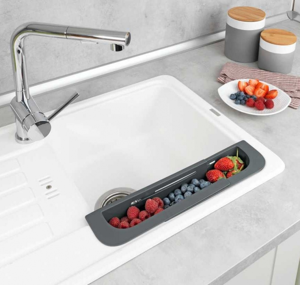 Diskbänksförvaring, Över diskho, SINK CADDY, 35,5 ~ 49,4 x 8,5 x H 5,5 cm, Mörkgrå i gruppen Förvaring / Köksförvaring / Diskställ och diskbänk hos SmartaSaker.se (40412)