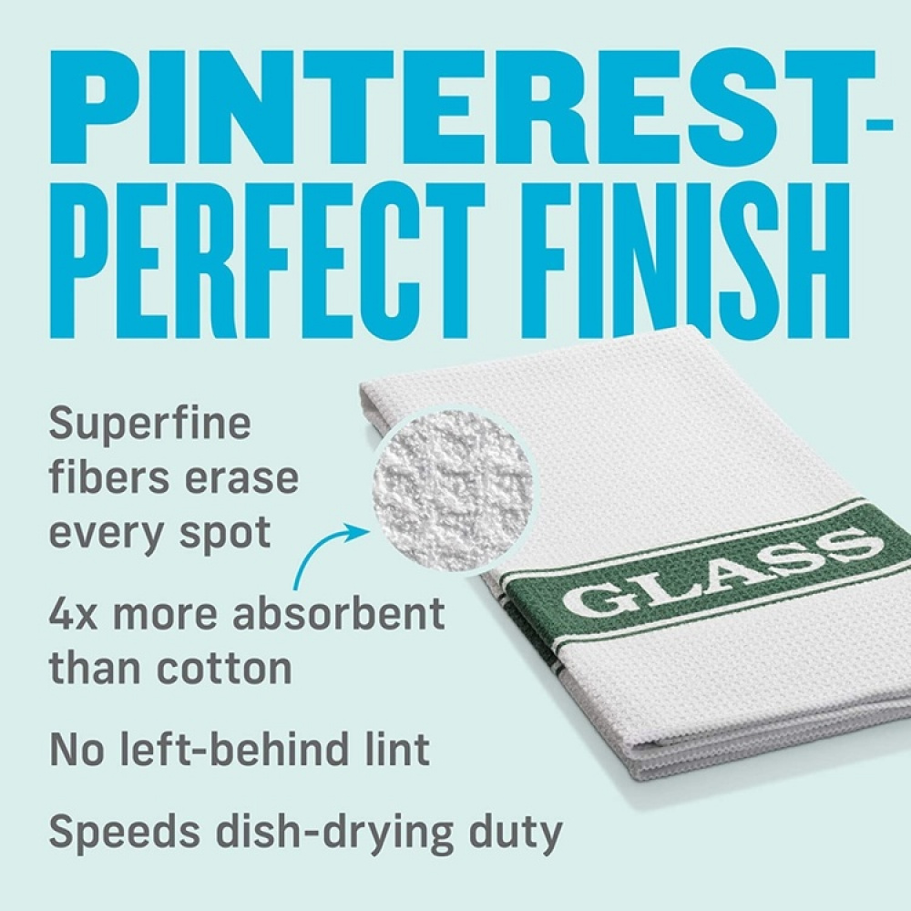 Diskhandduk för Glas, GLASS TOWEL, 40 cm x 60 cm, Vit / Grön i gruppen Förvaring / Städförvaring och sopsortering / Städtrasor och borstar hos SmartaSaker.se (40413)