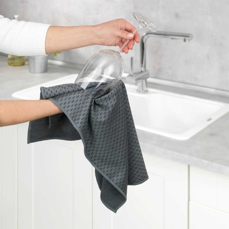 Diskhanddukar för Glas, 2 st, MIKO GLASS TOWELS, 40 x H 60 cm, Grå / Turkos i gruppen Förvaring / Städförvaring och sopsortering / Städtrasor och borstar hos SmartaSaker.se (40414)