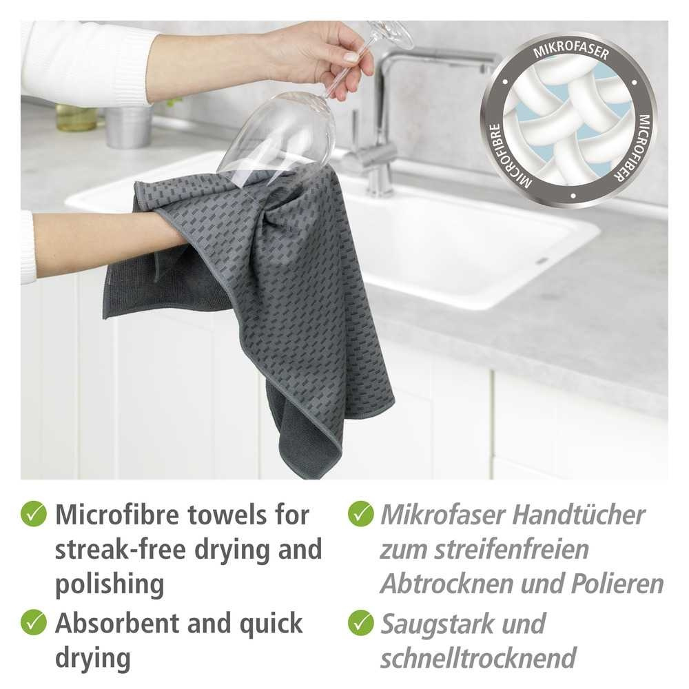 Diskhanddukar för Glas, 2 st, MIKO GLASS TOWELS, 40 x H 60 cm, Grå / Turkos i gruppen Förvaring / Städförvaring och sopsortering / Städtrasor och borstar hos SmartaSaker.se (40414)