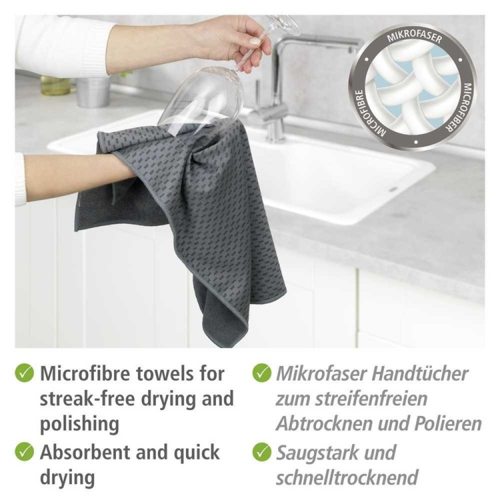 Diskhanddukar för Glas, 2 st, MIKO GLASS TOWELS, 40 x H 60 cm, Grå / Turkos i gruppen Förvaring / Städförvaring och sopsortering / Städtrasor och borstar hos SmartaSaker.se (40414)