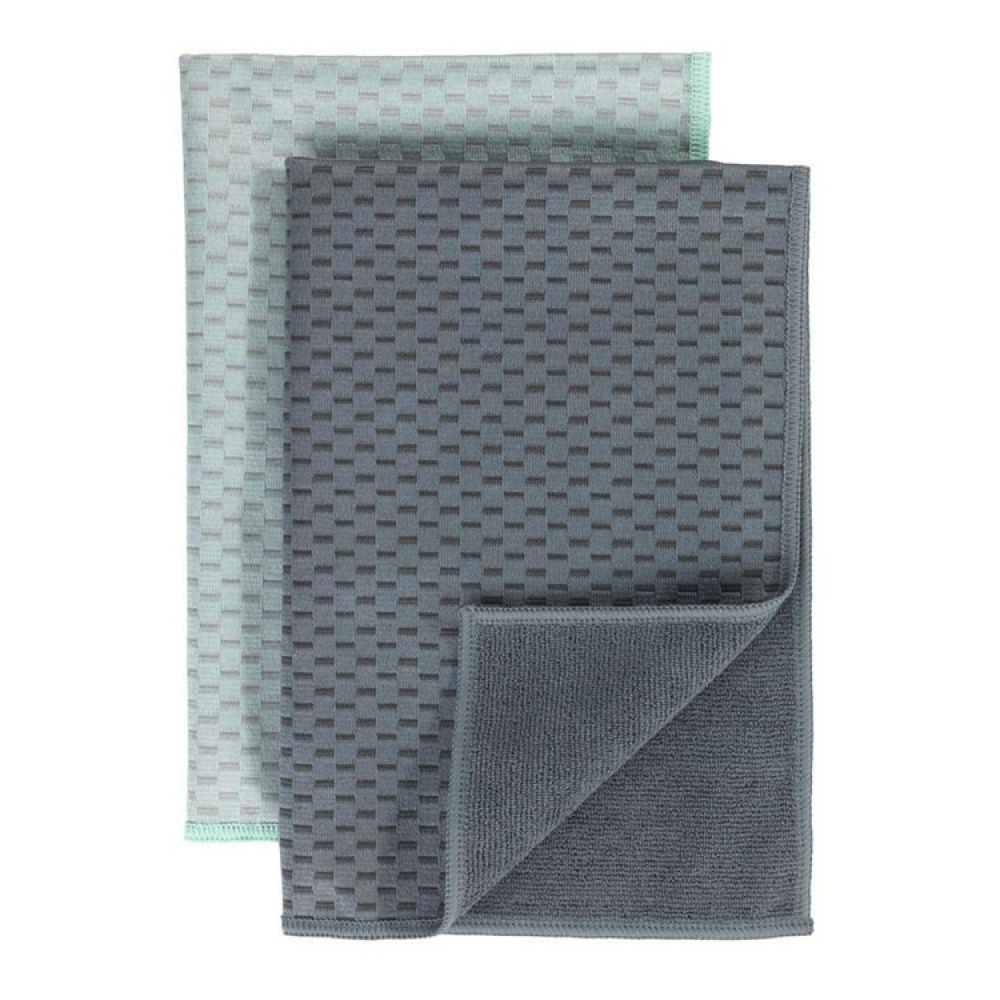 Diskhanddukar för Glas, 2 st, MIKO GLASS TOWELS, 40 x H 60 cm, Grå / Turkos i gruppen Förvaring / Städförvaring och sopsortering / Städtrasor och borstar hos SmartaSaker.se (40414)