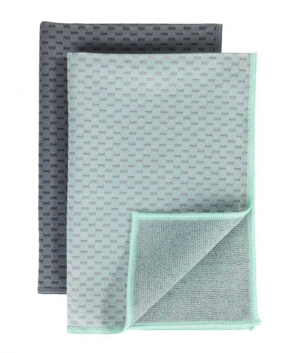 Diskhanddukar för Glas, 2 st, MIKO GLASS TOWELS, 40 x H 60 cm, Grå / Turkos i gruppen Förvaring / Städförvaring och sopsortering / Städtrasor och borstar hos SmartaSaker.se (40414)