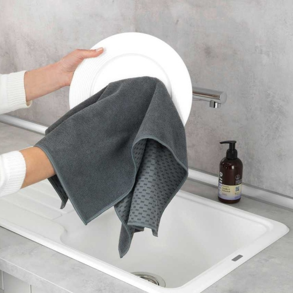 Diskhanddukar för Glas, 2 st, MIKO GLASS TOWELS, 40 x H 60 cm, Grå / Turkos i gruppen Förvaring / Städförvaring och sopsortering / Städtrasor och borstar hos SmartaSaker.se (40414)