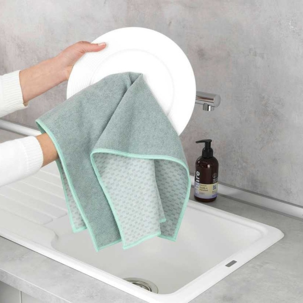 Diskhanddukar för Glas, 2 st, MIKO GLASS TOWELS, 40 x H 60 cm, Grå / Turkos i gruppen Förvaring / Städförvaring och sopsortering / Städtrasor och borstar hos SmartaSaker.se (40414)