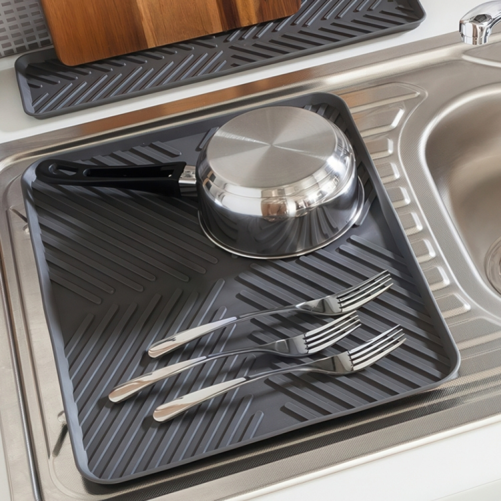 Diskmatta, med kanter, RECTANGULAR DRAINING MAT 40.5 x 30.5 cm Grå i gruppen Förvaring / Köksförvaring / Diskställ och diskbänk hos SmartaSaker.se (40422)