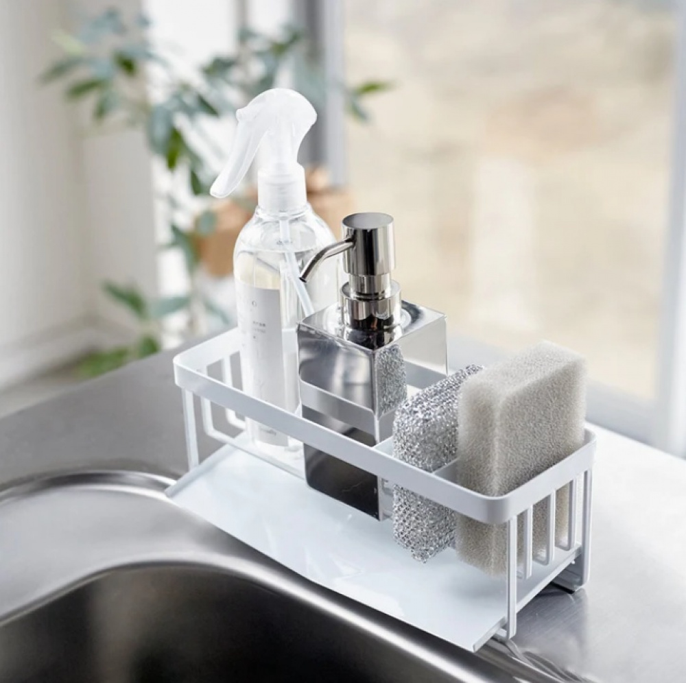 Diskmedel & svamphållare i metall, TOWER SINK ORGANISER, Yamazaki, Vit i gruppen Förvaring / Köksförvaring / Diskställ och diskbänk hos SmartaSaker.se (40424)