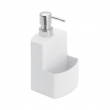 Diskmedels- / Tvålpump i keramik, med ficka för svamp, FESTIVAL, 10 x 10 x H 18 cm, Vit Diskmedels- / Tvålpump i keramik, med ficka för svamp, FESTIVAL, 10 x 10 x H 18 cm, Vit