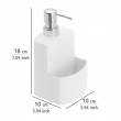 Diskmedels- / Tvålpump i keramik, med ficka för svamp, FESTIVAL, 10 x 10 x H 18 cm, Vit Diskmedels- / Tvålpump i keramik, med ficka för svamp, FESTIVAL, 10 x 10 x H 18 cm, Vit
