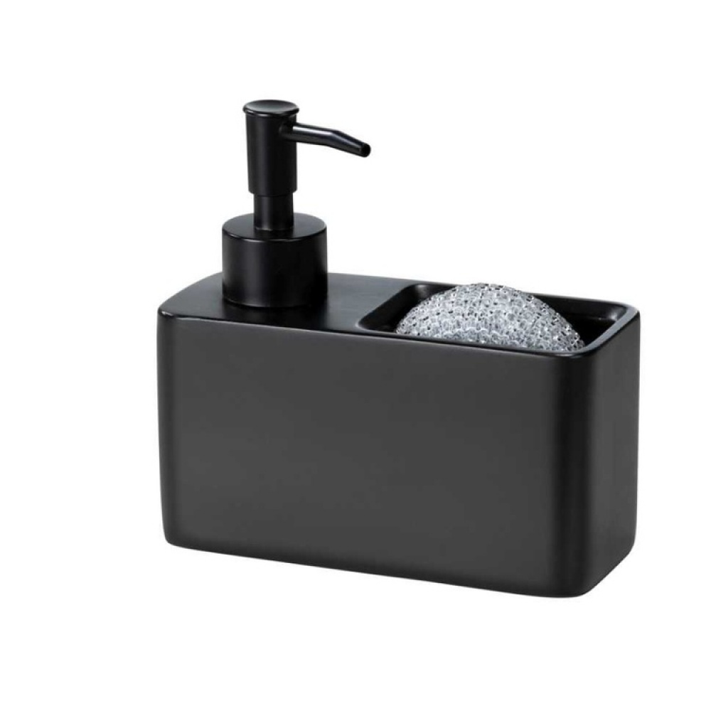 Diskmedelspump / Svamphållare i keramik, RESA, 14,5 x 6 x H 14,3 cm, Svart i gruppen Förvaring / Köksförvaring / Diskställ och diskbänk hos SmartaSaker.se (40428)