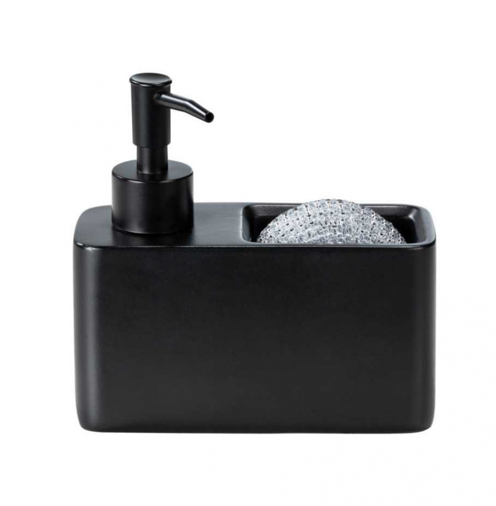 Diskmedelspump / Svamphållare i keramik, RESA, 14,5 x 6 x H 14,3 cm, Svart i gruppen Förvaring / Köksförvaring / Diskställ och diskbänk hos SmartaSaker.se (40428)