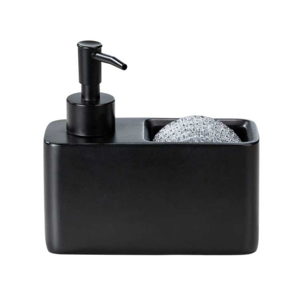 Diskmedelspump / Svamphållare i keramik, RESA, 14,5 x 6 x H 14,3 cm, Svart i gruppen Förvaring / Köksförvaring / Diskställ och diskbänk hos SmartaSaker.se (40428)
