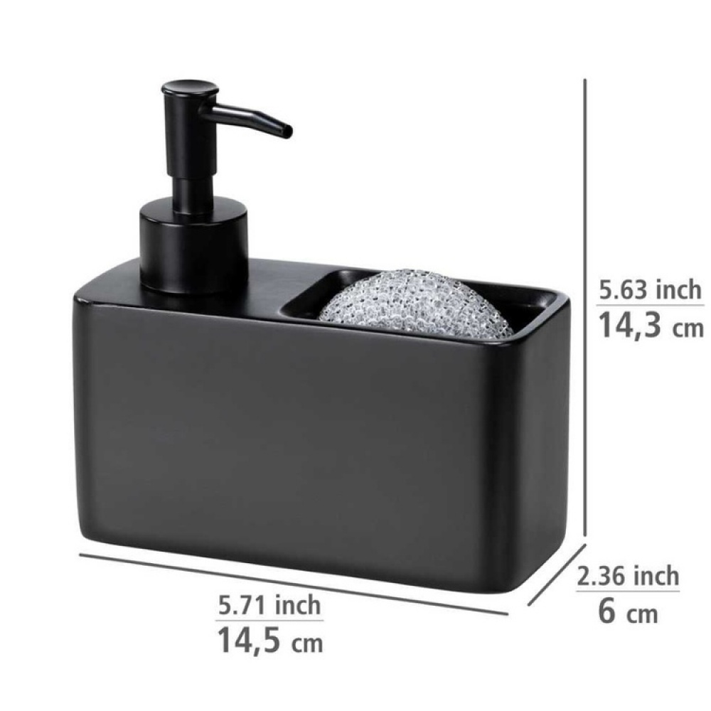 Diskmedelspump / Svamphållare i keramik, RESA, 14,5 x 6 x H 14,3 cm, Svart i gruppen Förvaring / Köksförvaring / Diskställ och diskbänk hos SmartaSaker.se (40428)