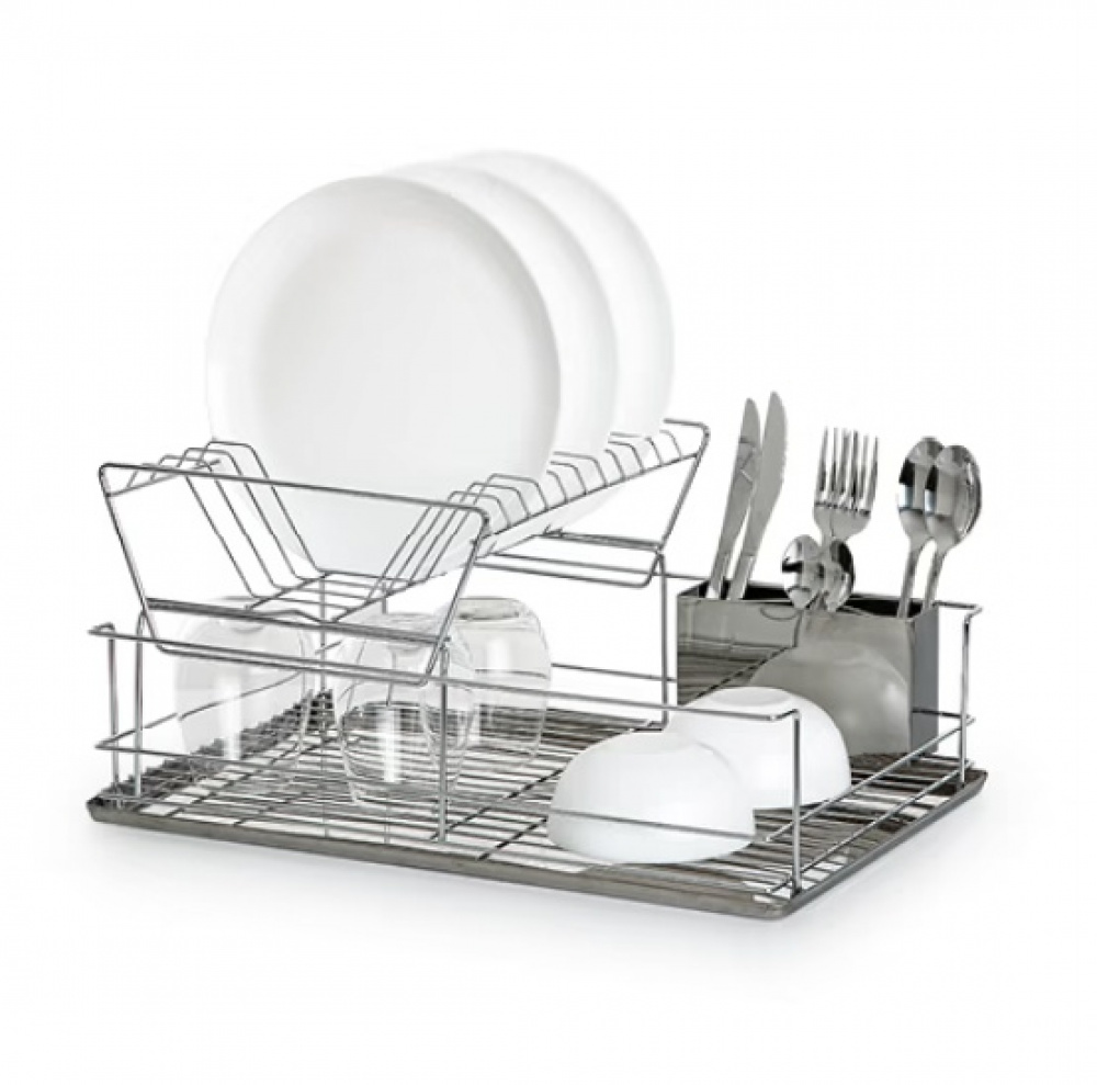 Diskställ i rostfritt stål, bestickkorg, INOX, 47 x 33 x H 23 cm, Silver i gruppen Förvaring / Köksförvaring / Diskställ och diskbänk hos SmartaSaker.se (40437)