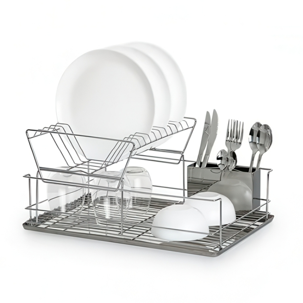 Diskställ i rostfritt stål, bestickkorg, INOX, 47 x 33 x H 23 cm, Silver i gruppen Förvaring / Köksförvaring / Diskställ och diskbänk hos SmartaSaker.se (40437)