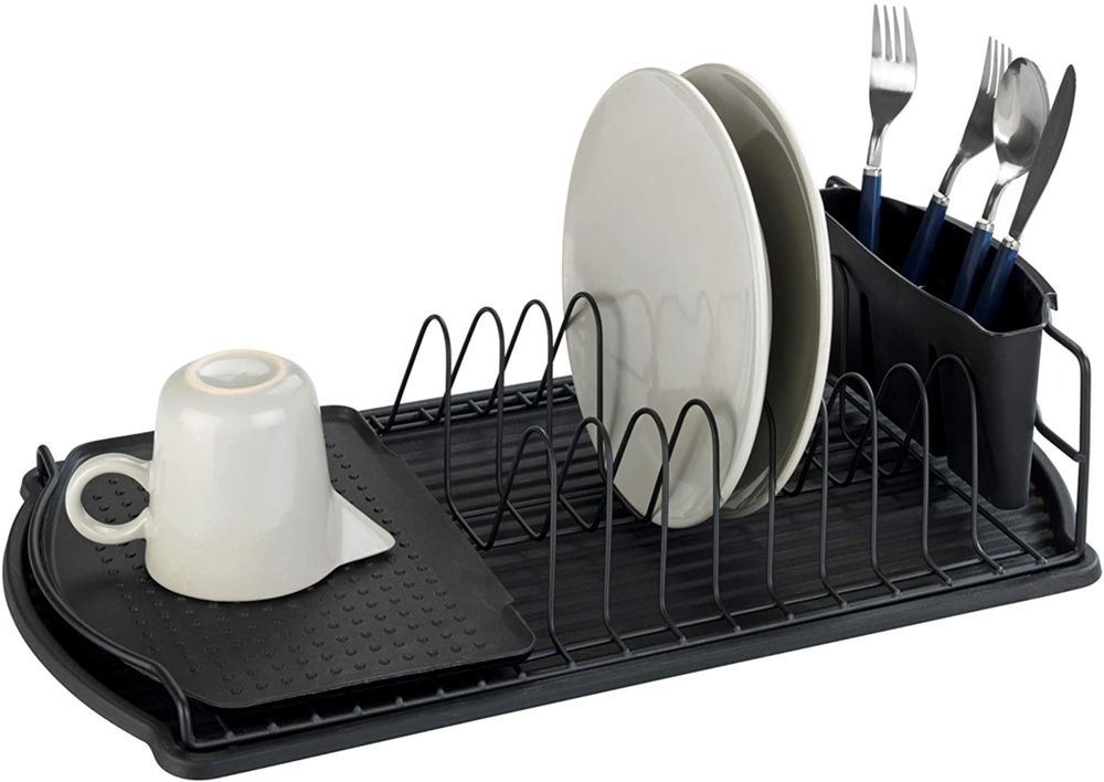Diskställ med bestickkorg, Extra smal, BASIC, 47,5 x 26,5 x H11 cm, Svart i gruppen Förvaring / Köksförvaring / Diskställ och diskbänk hos SmartaSaker.se (40440)