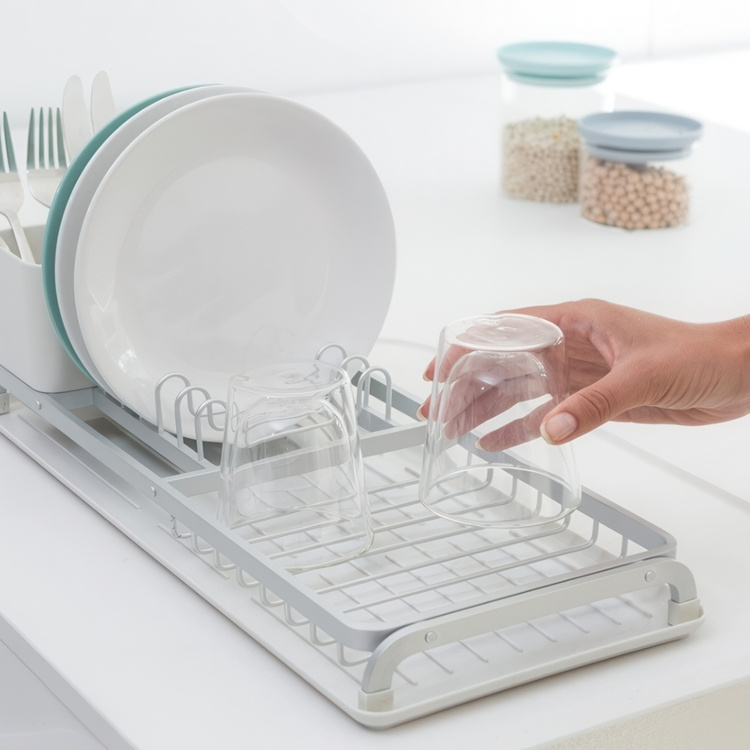 Diskställ med bestickkorg, Extra smal, BRABANTIA COMPACT, 46,3 x 20 x H 12, 6 cm i gruppen Förvaring / Köksförvaring / Diskställ och diskbänk hos SmartaSaker.se (40441)