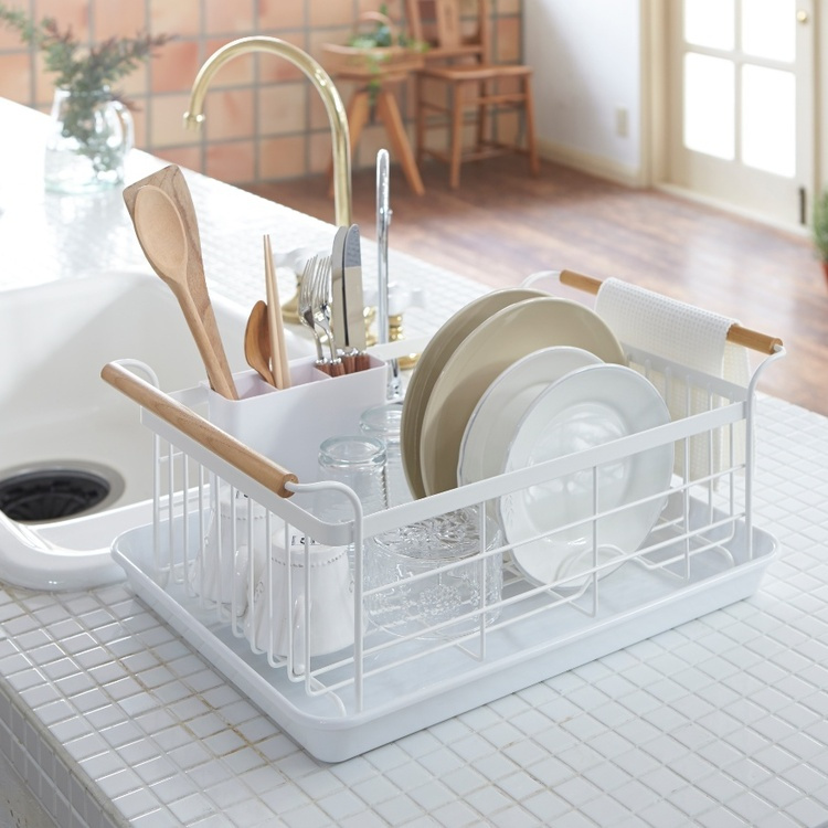 Diskställ med bricka, TOSCA DISH DRAINER, 47 x 33,5 x H 20 cm, Yamazaki, Vit i gruppen Förvaring / Köksförvaring / Diskställ och diskbänk hos SmartaSaker.se (40444)