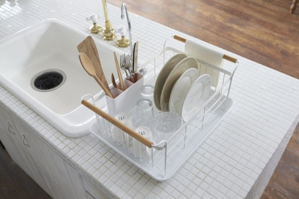 Diskställ med bricka, TOSCA DISH DRAINER, 47 x 33,5 x H 20 cm, Yamazaki, Vit i gruppen Förvaring / Köksförvaring / Diskställ och diskbänk hos SmartaSaker.se (40444)