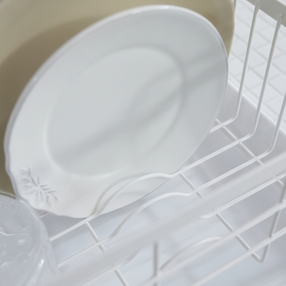 Diskställ med bricka, TOSCA DISH DRAINER, 47 x 33,5 x H 20 cm, Yamazaki, Vit i gruppen Förvaring / Köksförvaring / Diskställ och diskbänk hos SmartaSaker.se (40444)