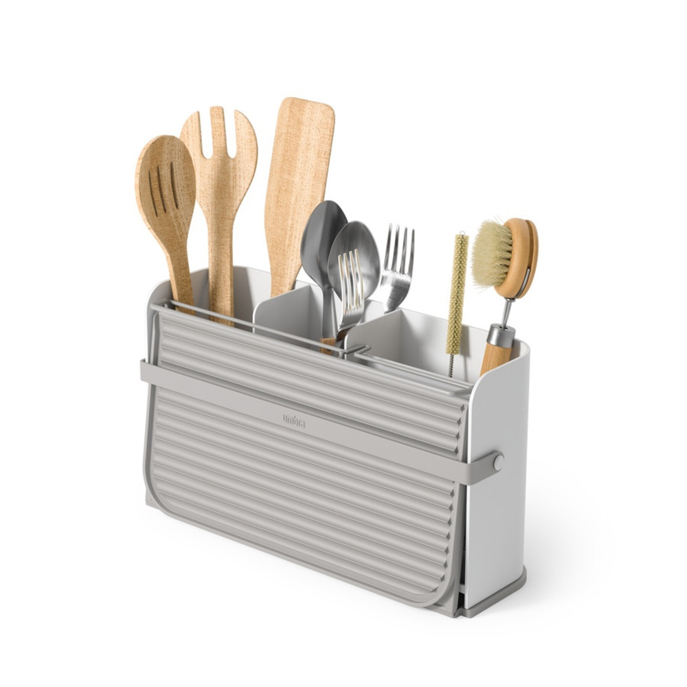 Diskställ med diskmatta, Plats sparande, SLING DISH RACK, Umbra, Grå / Vit i gruppen Förvaring / Köksförvaring / Diskställ och diskbänk hos SmartaSaker.se (40446)